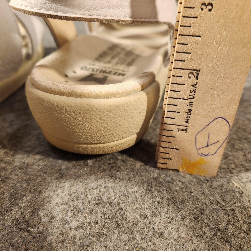 Mephisto Sandals Shoes Womens‎ Size 7.5 38 White Leather Strappy Comfort Wedge - Picture 7 of 10